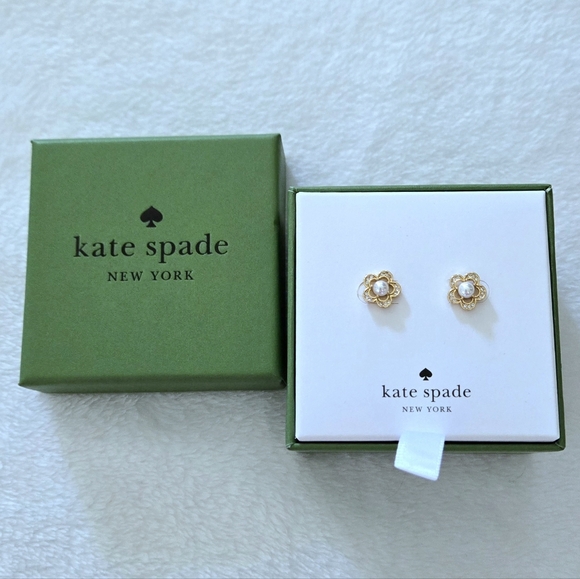 kate spade Jewelry - Kate Spade♠️ "Jeweled Stencil" Faux Pearl Earrings - NIB